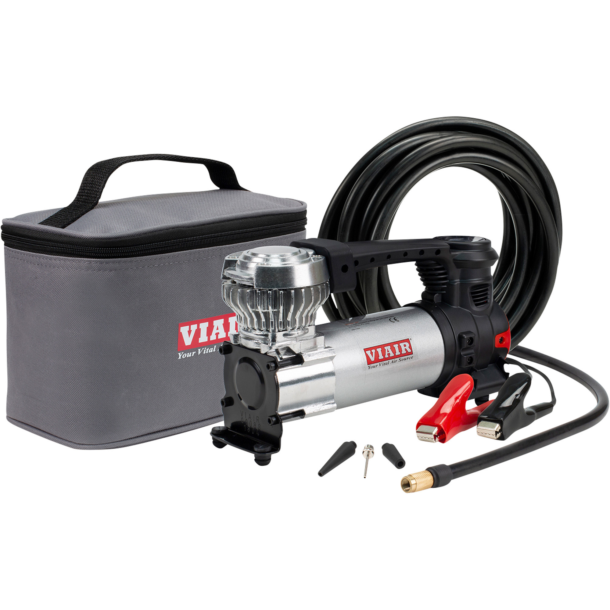 VIAIR 12 Volt Portable Tire Inflator Kit, 20 Amps, 120 Max PSI, 1.47 CFM, Model# 89P-RVS